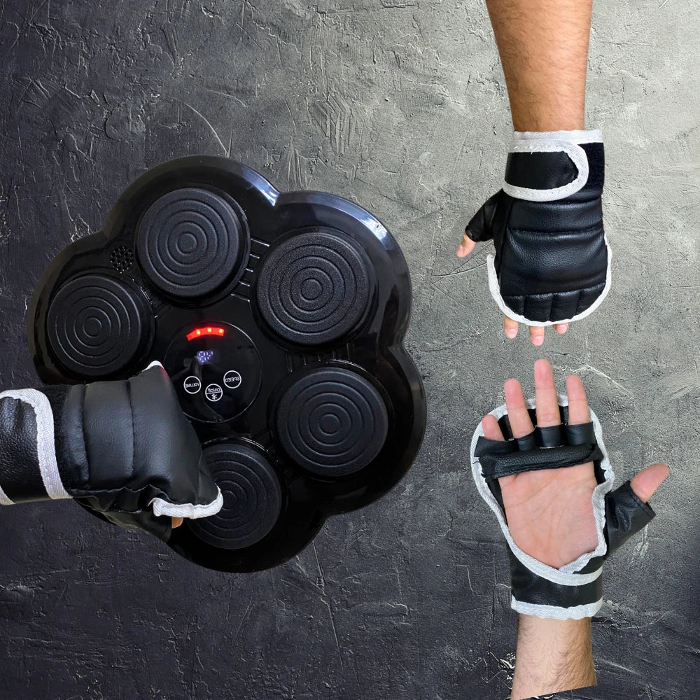 Máquina de Boxe Inteligente com Soco, Luva de Boxe, Alvo de Parede Bluetooth Inteligente com Música para Treinamento.