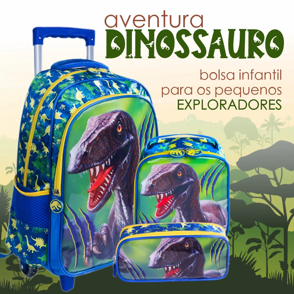 Mochila Escolar Infantil para Menino e Menina, Mochila Impermeável e Resistente para Menino, com Lancheira e Estojo Kit