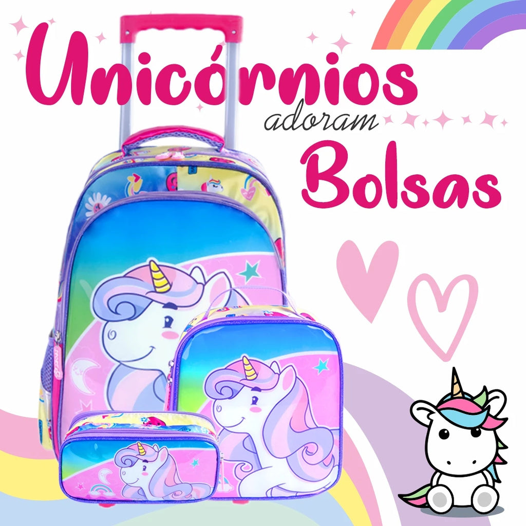 Mochila Escolar  Resistente à Água com lanchera e Estojo