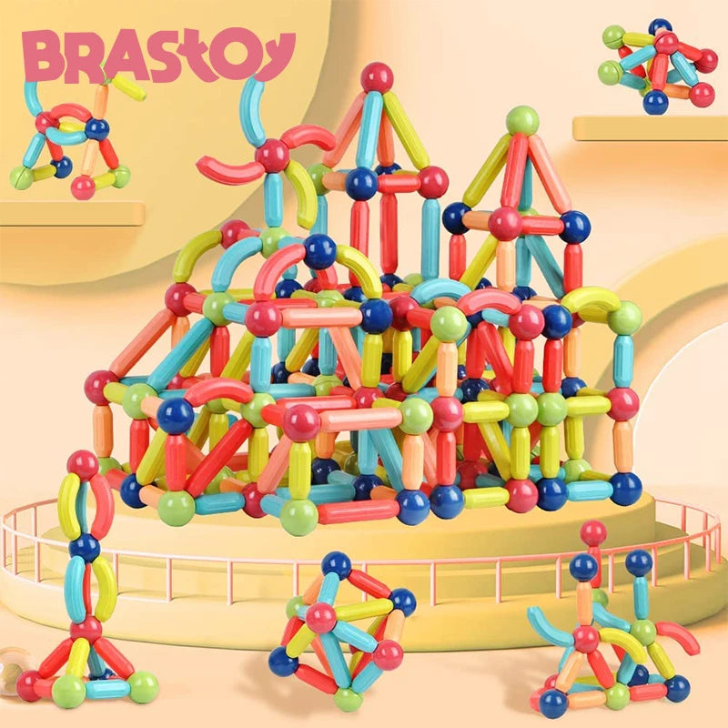 Magnetic Set Building Blocks Balls And Rasts Magnetic Toy For Children Montessori Educational Toys