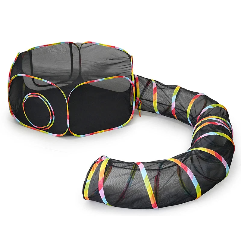 Novo túnel para gatos gaiola de coelho conjunto de duas peças ninho de gato brinquedo dobrável gaiola de rolamento para gatos suprimentos para animais de estimação
