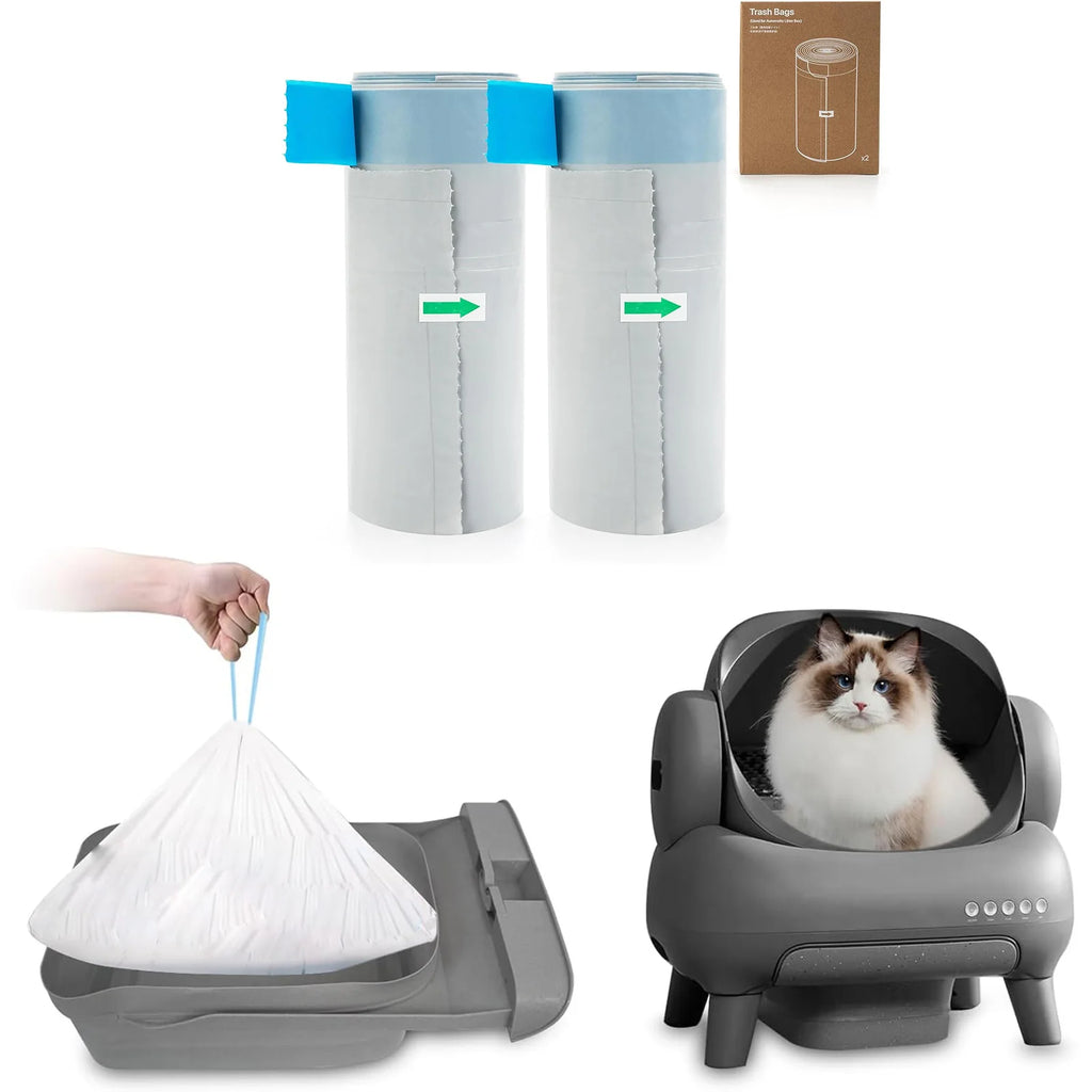 Sacos para Fezes de Gato com Fecho de Cordão para Caixa de Areia Neakasa M1 Tonepie, Limpeza de Gatos, Suprimentos para Animais de Estimação - SOMENTE SACOS DE LIXO (2 Rolos)